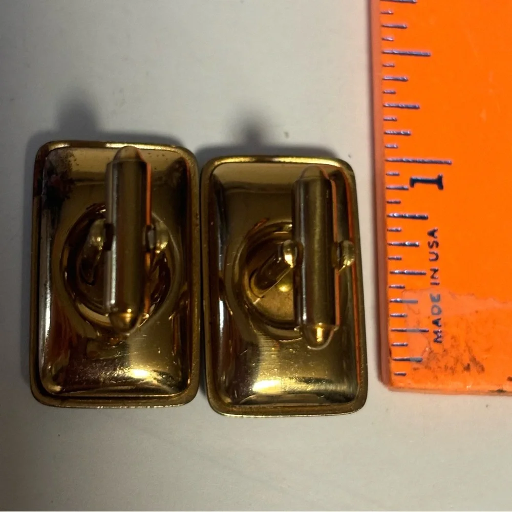 VTG HUGE cufflinks knight Enamel Roman Centurion silhouette 14 kt Evan Eames Era